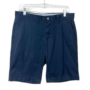 Tommy Hilfiger Chino Shorts Men's 32 Blue Zip Flat Front Pockets Inseam 9.75"